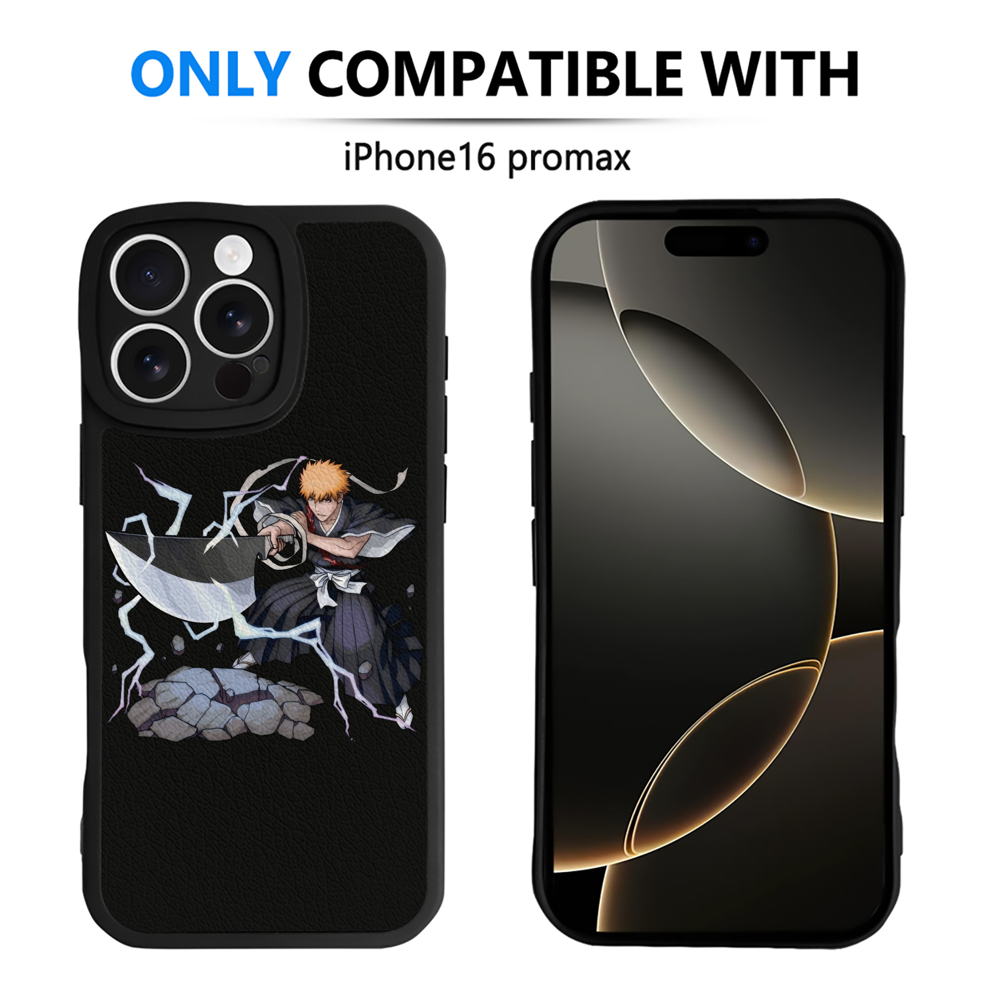 ブリーチ 黒崎一護（くろさき いちご）BLEACH Kurosaki Ichigo 【iPhone 16シリーズ対応】シリコンスマホケース（レザー調） 材質：シリコン